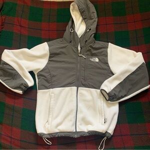 The North Face White and Gray hoodie Jacket